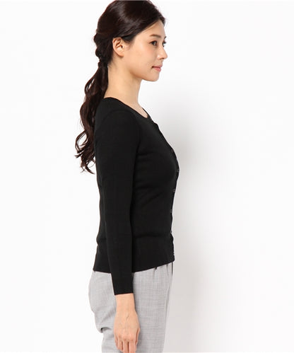 Washable cardigan U neck knit