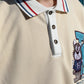 [HOOK -original-] American casual character embroidery sleeve switching polo sweatshirt