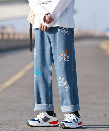 [HOOK] [New] Denim wide pants with graffiti print