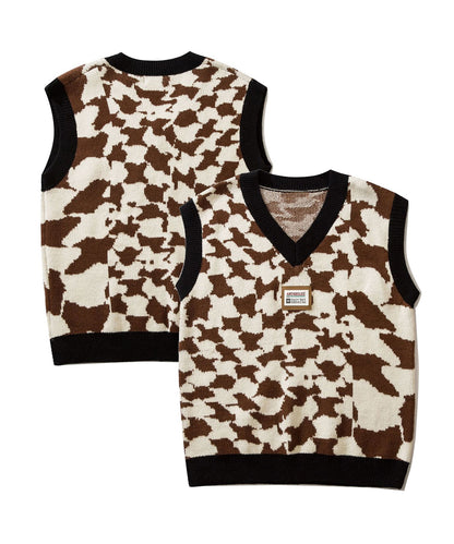 [HOOK] Animal pattern V-neck knit vest