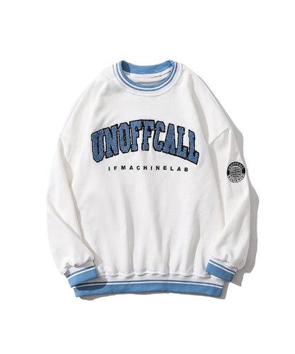 [HOOK] American casual logo embroidery color scheme border rib sweatshirt