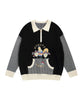[HOOK] Vintage clothing style character embroidery switching polo knit