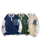 [HOOK -original-] American casual character embroidery sleeve switching polo sweatshirt