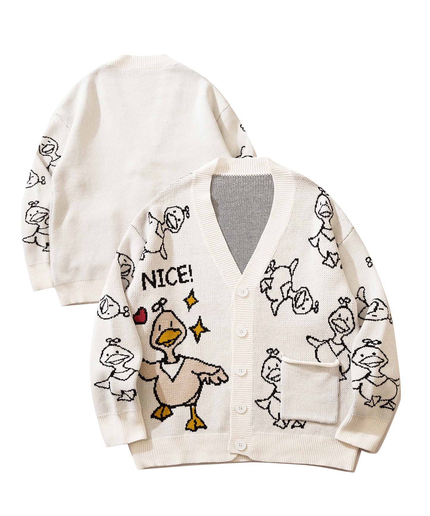 [HOOK -original-] Cute duck illustration cardigan