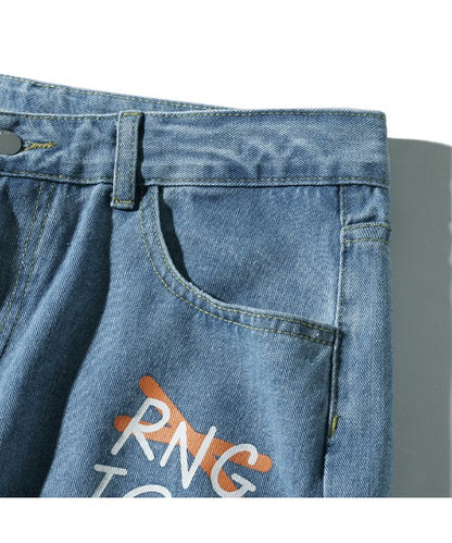 [HOOK] [New] Denim wide pants with graffiti print