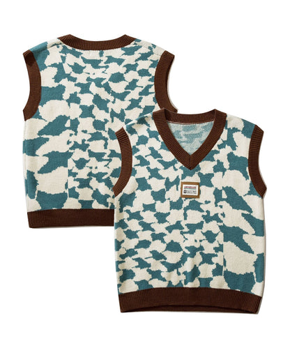 [HOOK] Animal pattern V-neck knit vest