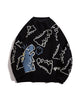 [HOOK] Cute doodle dinosaur illustration all-over pattern knit