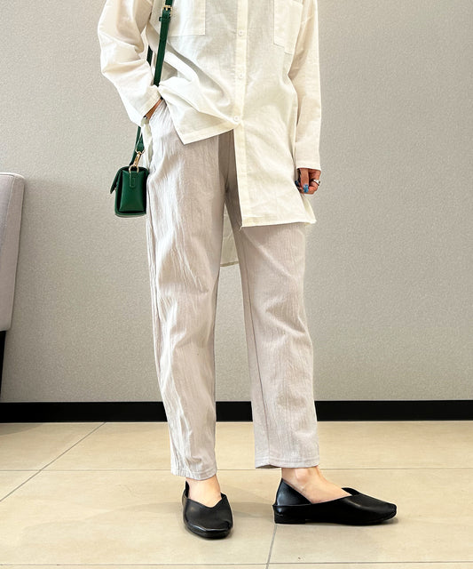 9分丈 コットンリネン風スラックス