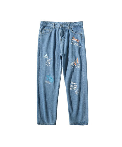 [HOOK] [New] Denim wide pants with graffiti print