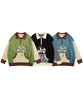 [HOOK] Vintage clothing style character embroidery switching polo knit