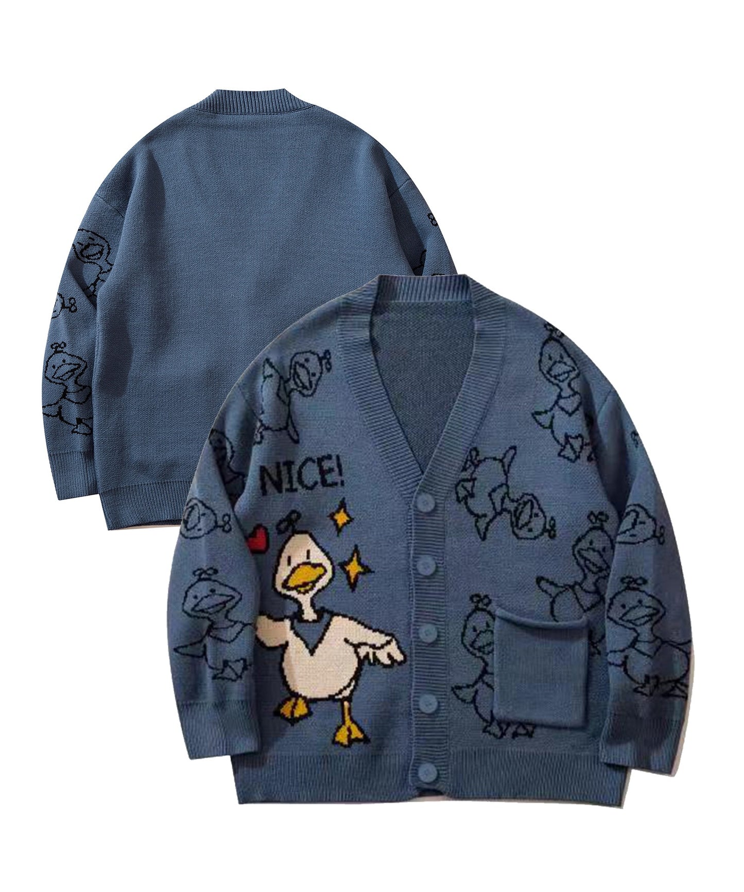 [HOOK -original-] Cute duck illustration cardigan