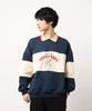 [HOOK] American antique print switching long sleeve polo shirt 