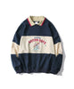 [HOOK] American antique print switching long sleeve polo shirt 