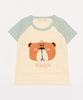【aimoha-KIDS-】 かわいい動物イラストプリント 袖切り替え半袖tシャツ