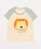 【aimoha-KIDS-】 かわいい動物イラストプリント 袖切り替え半袖tシャツ