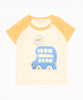 【aimoha-KIDS-】 かわいい動物イラストプリント 袖切り替え半袖tシャツ