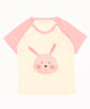 【aimoha-KIDS-】 かわいい動物イラストプリント 袖切り替え半袖tシャツ