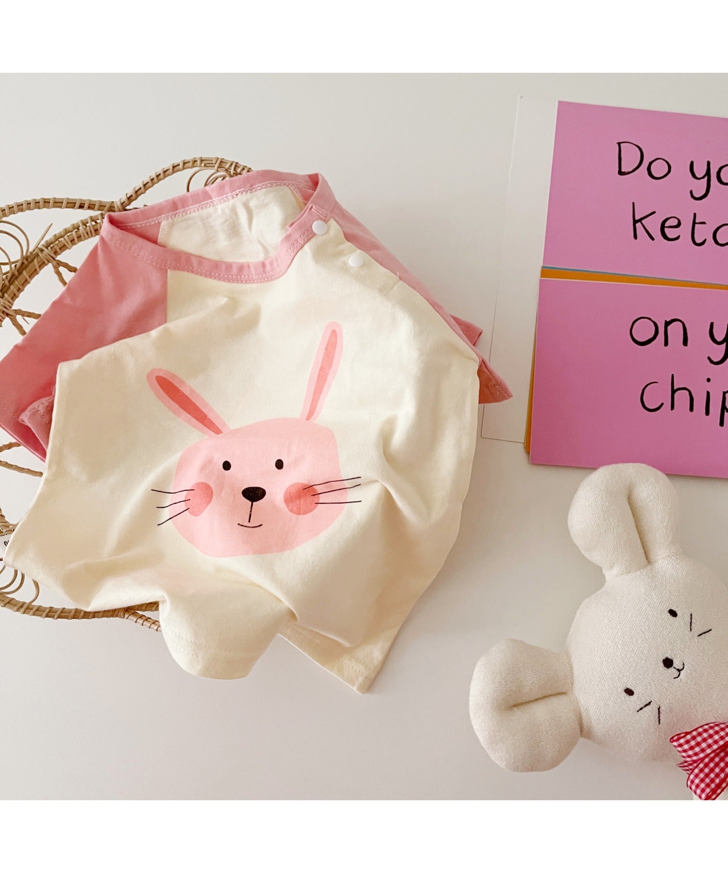 【aimoha-KIDS-】 かわいい動物イラストプリント 袖切り替え半袖tシャツ