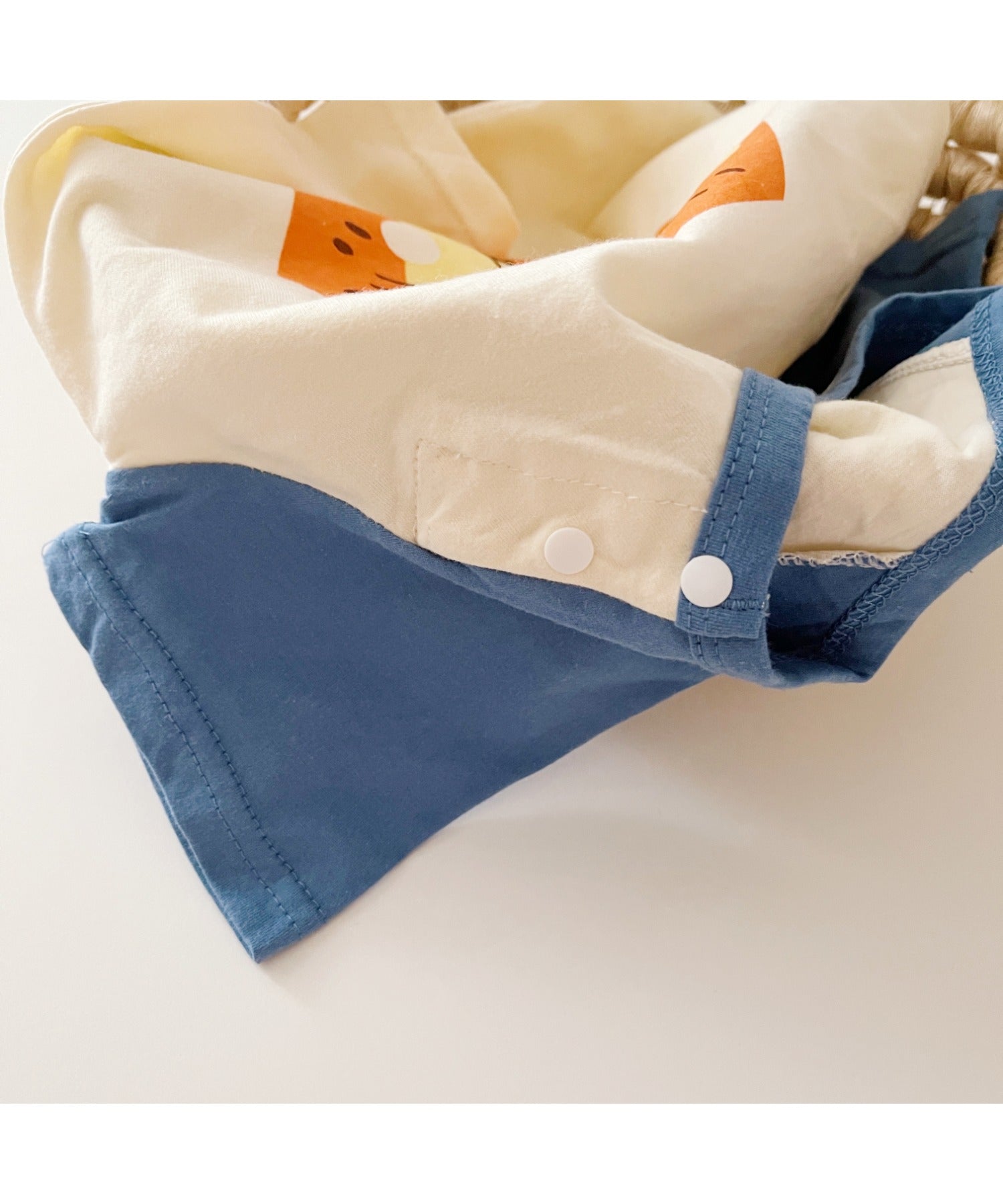 【aimoha-KIDS-】 かわいい動物イラストプリント 袖切り替え半袖tシャツ