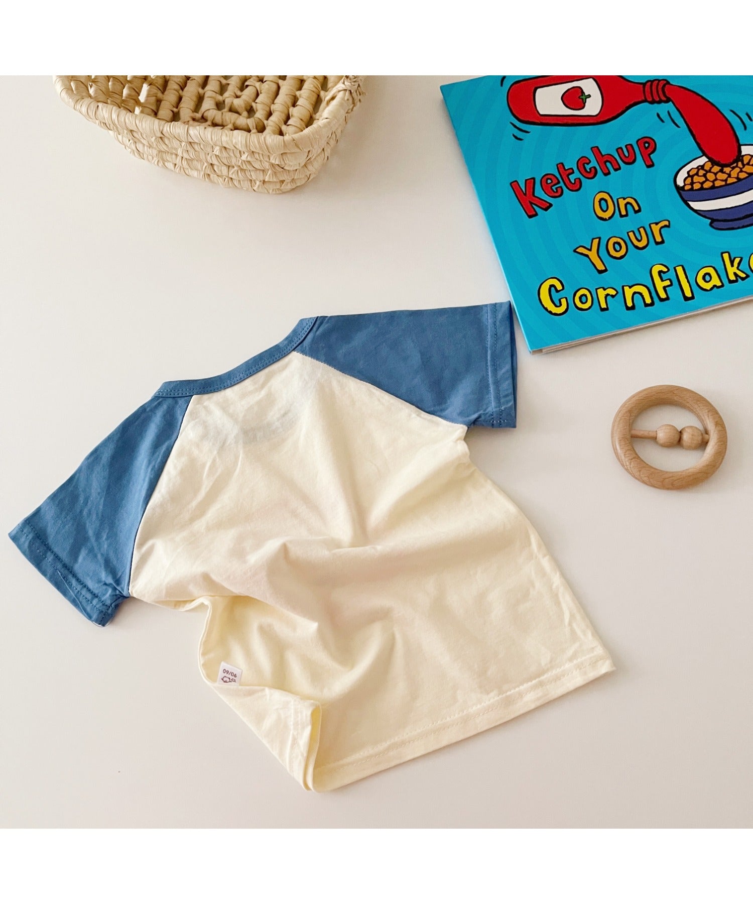 【aimoha-KIDS-】 かわいい動物イラストプリント 袖切り替え半袖tシャツ