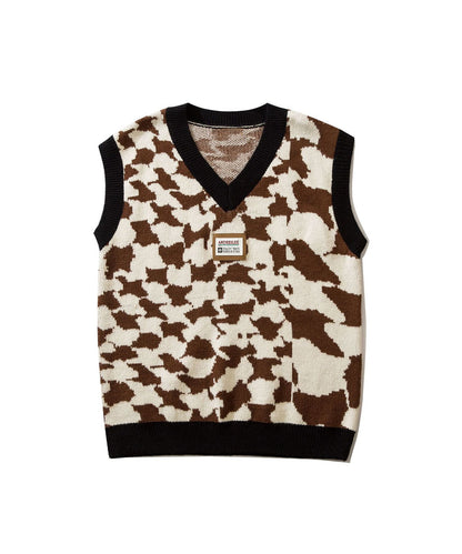 [HOOK] Animal pattern V-neck knit vest