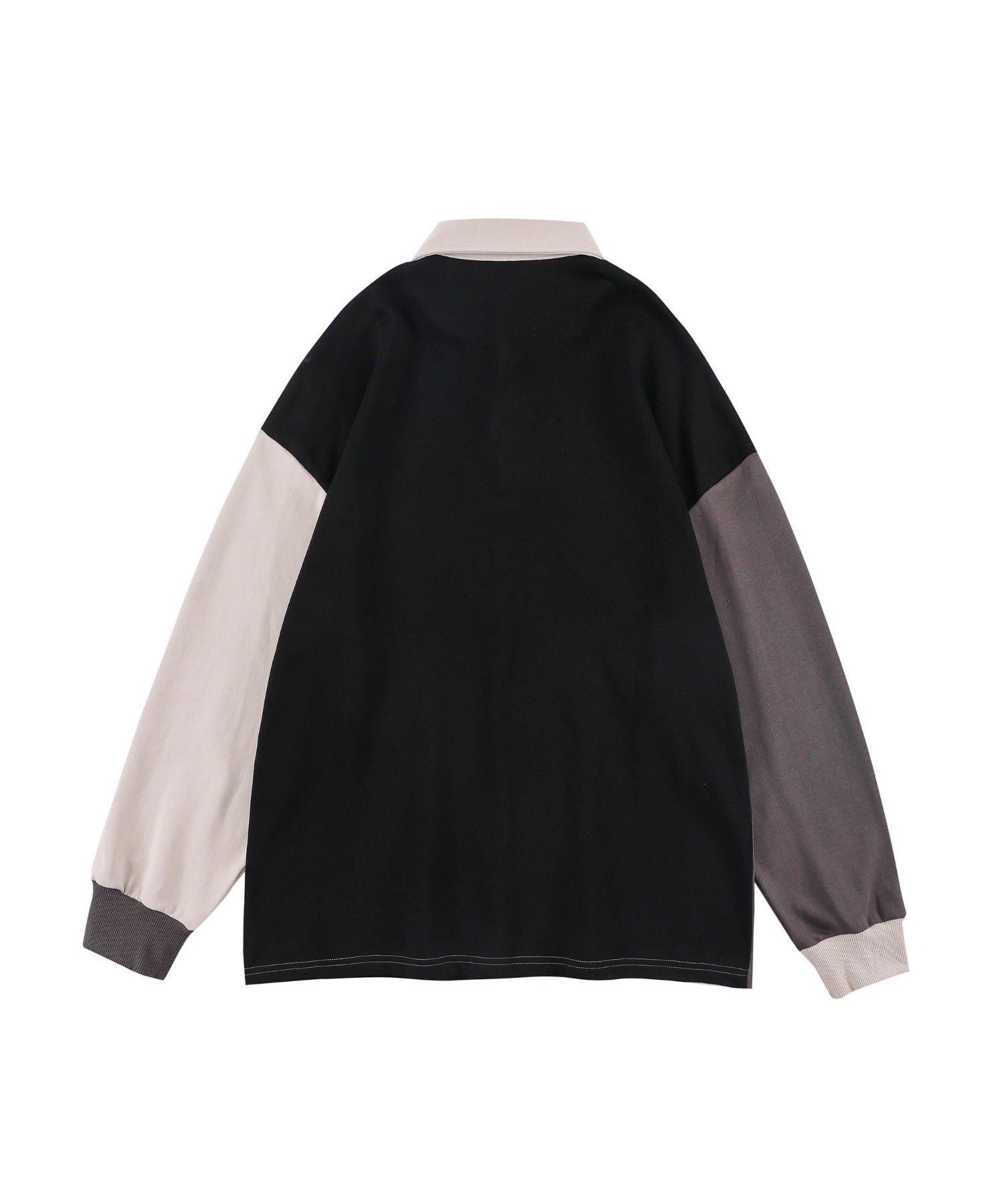 [HOOK] Asymmetrical switching polo shirt style sweatshirt