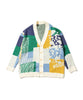 [HOOK -original-] Retro style animal color scheme patchwork knit cardigan