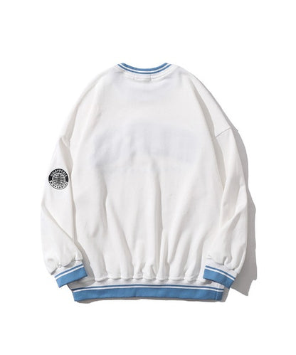 [HOOK] American casual logo embroidery color scheme border rib sweatshirt