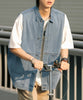[HOOK-] American casual denim sleeveless jacket vest