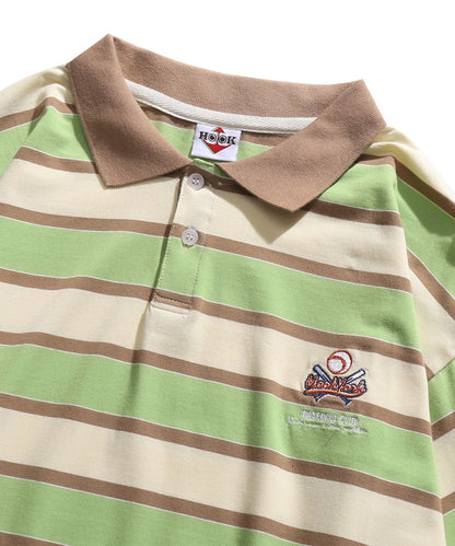 [HOOK -original-] American casual patch embroidery color scheme border polo shirt