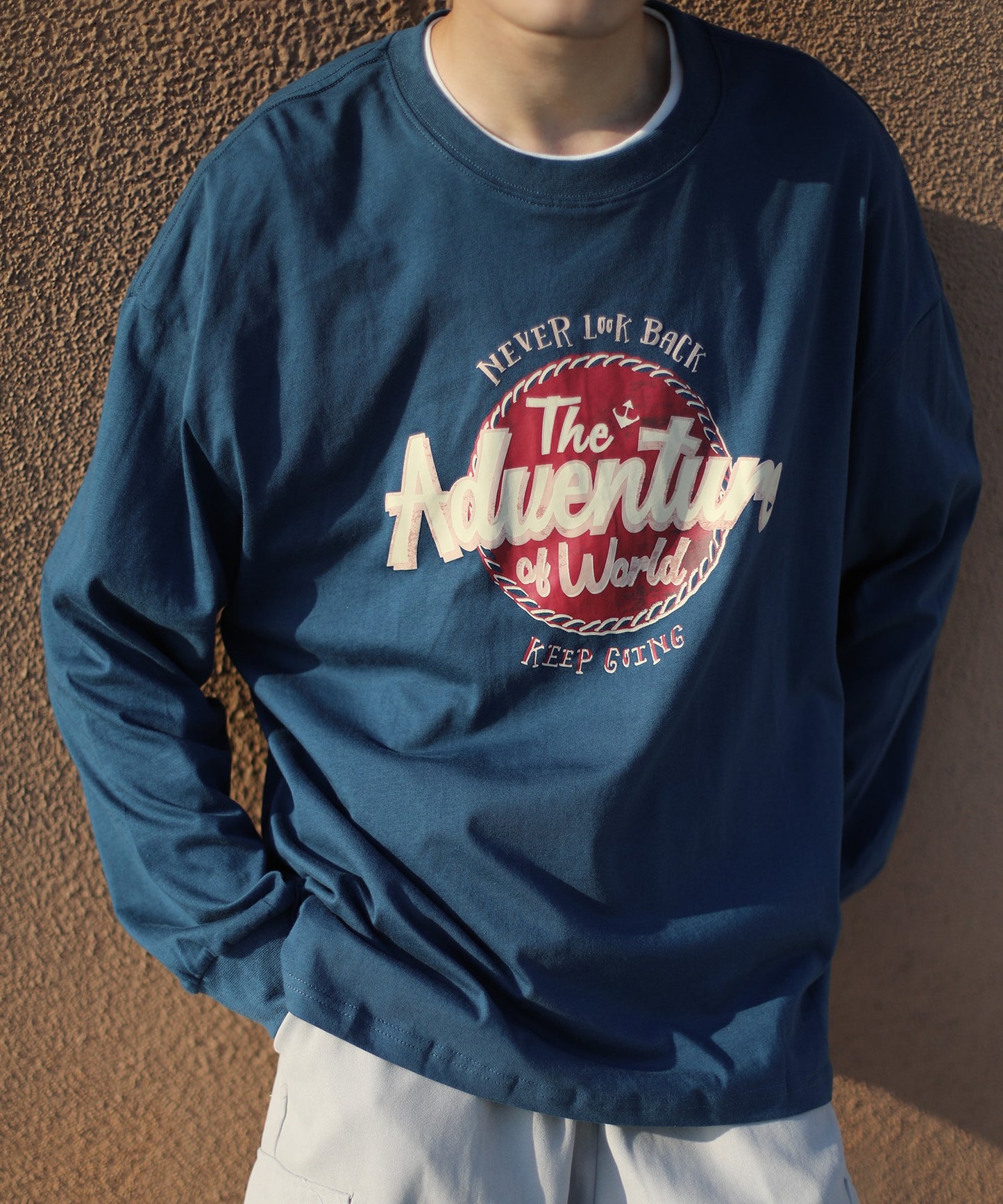 [HOOK -original-] Vintage style American casual logo print long TEE