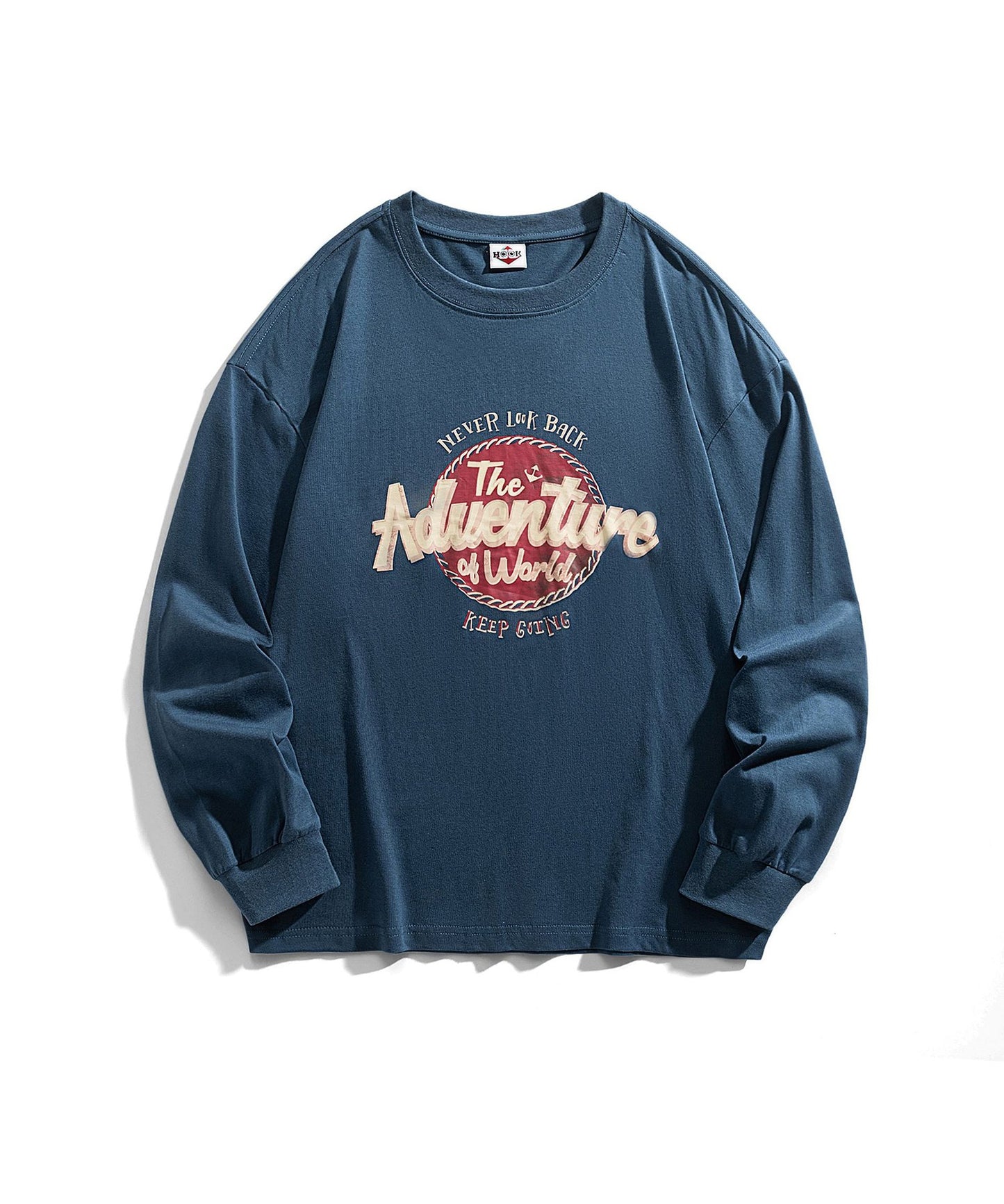 [HOOK -original-] Vintage style American casual logo print long TEE