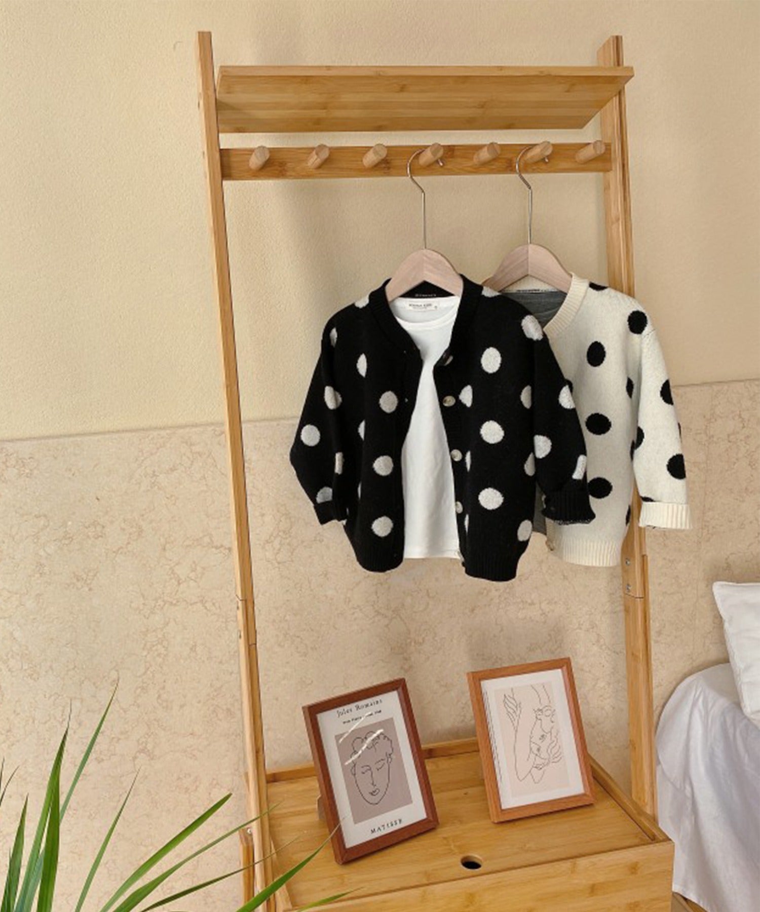 【aimoha-KIDS-】韓国子供服 ドット模様ニットカーディガン