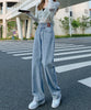 【Jasmine】２ボタンハイウエストストレートワイドデニムパンツ