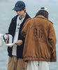 [HOOK] Old clothes style bag English letter embroidery fake suede fabric coach jacket
