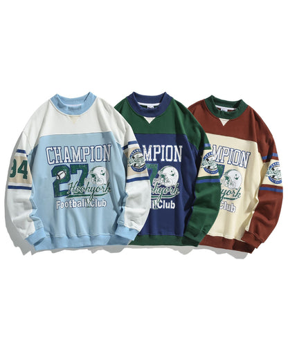 [HOOK -original-] American casual college style football print sweatshirt