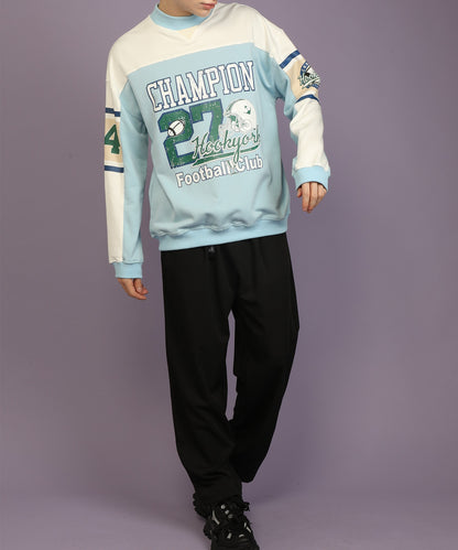 [HOOK -original-] American casual college style football print sweatshirt