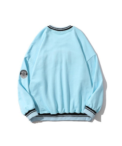 [HOOK] American casual logo embroidery color scheme border rib sweatshirt