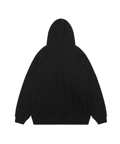 [HOOK] American casual embroidery waffle fabric open-front hoodie