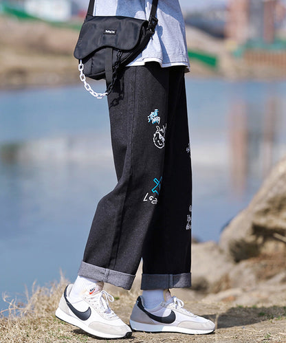 [HOOK] [New] Denim wide pants with graffiti print