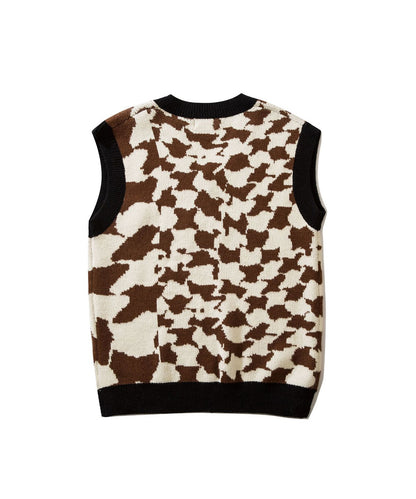 [HOOK] Animal pattern V-neck knit vest