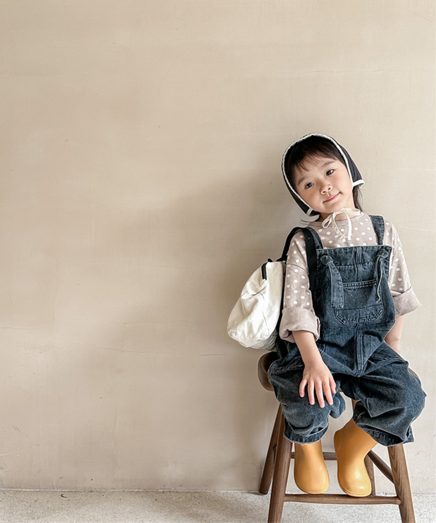 【aimoha-KIDS-】韓国子供服　アメリカワークデニムサロペット