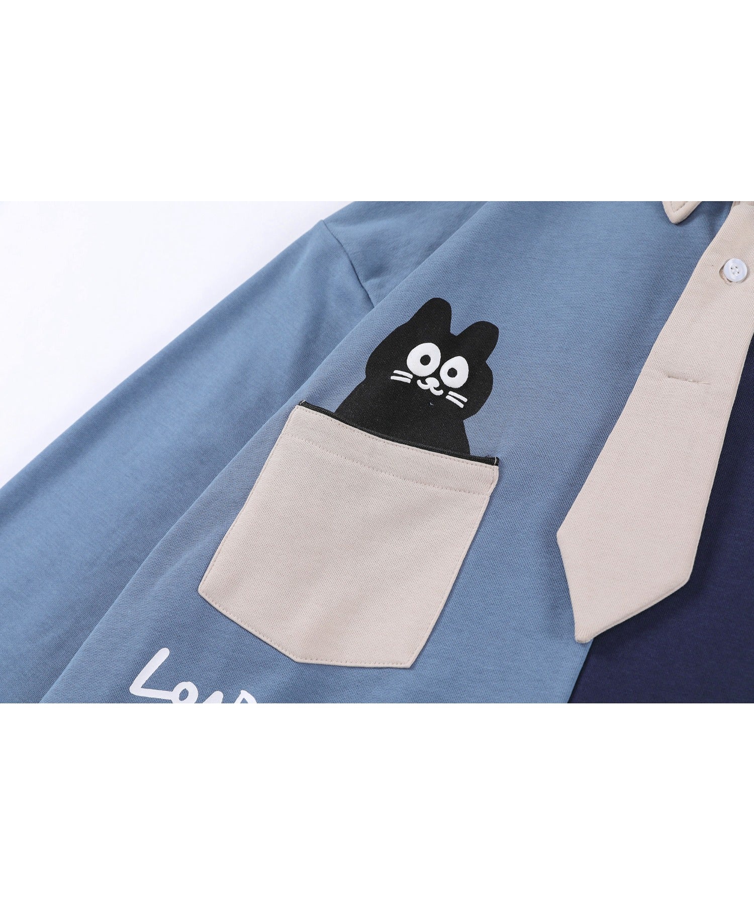 [HOOK] Asymmetrical switching polo shirt style sweatshirt