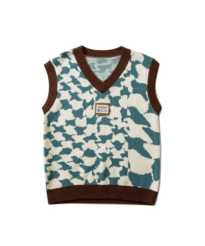 [HOOK] Animal pattern V-neck knit vest