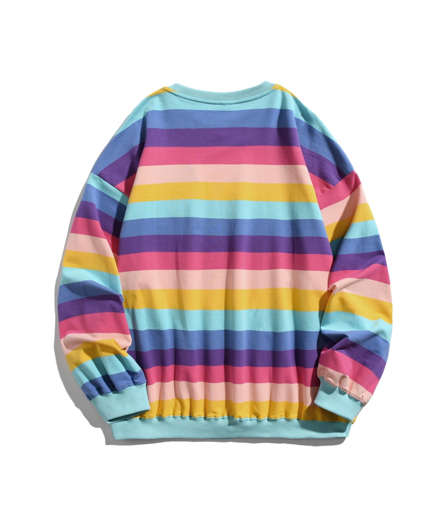 [HOOK -original-] Melting heart embroidery rainbow border ringer sweatshirt