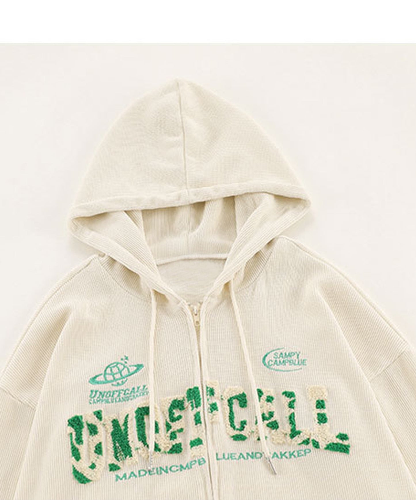 [HOOK] American casual embroidery waffle fabric open-front hoodie