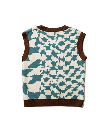 [HOOK] Animal pattern V-neck knit vest