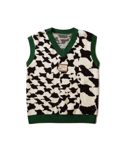 [HOOK] Animal pattern V-neck knit vest