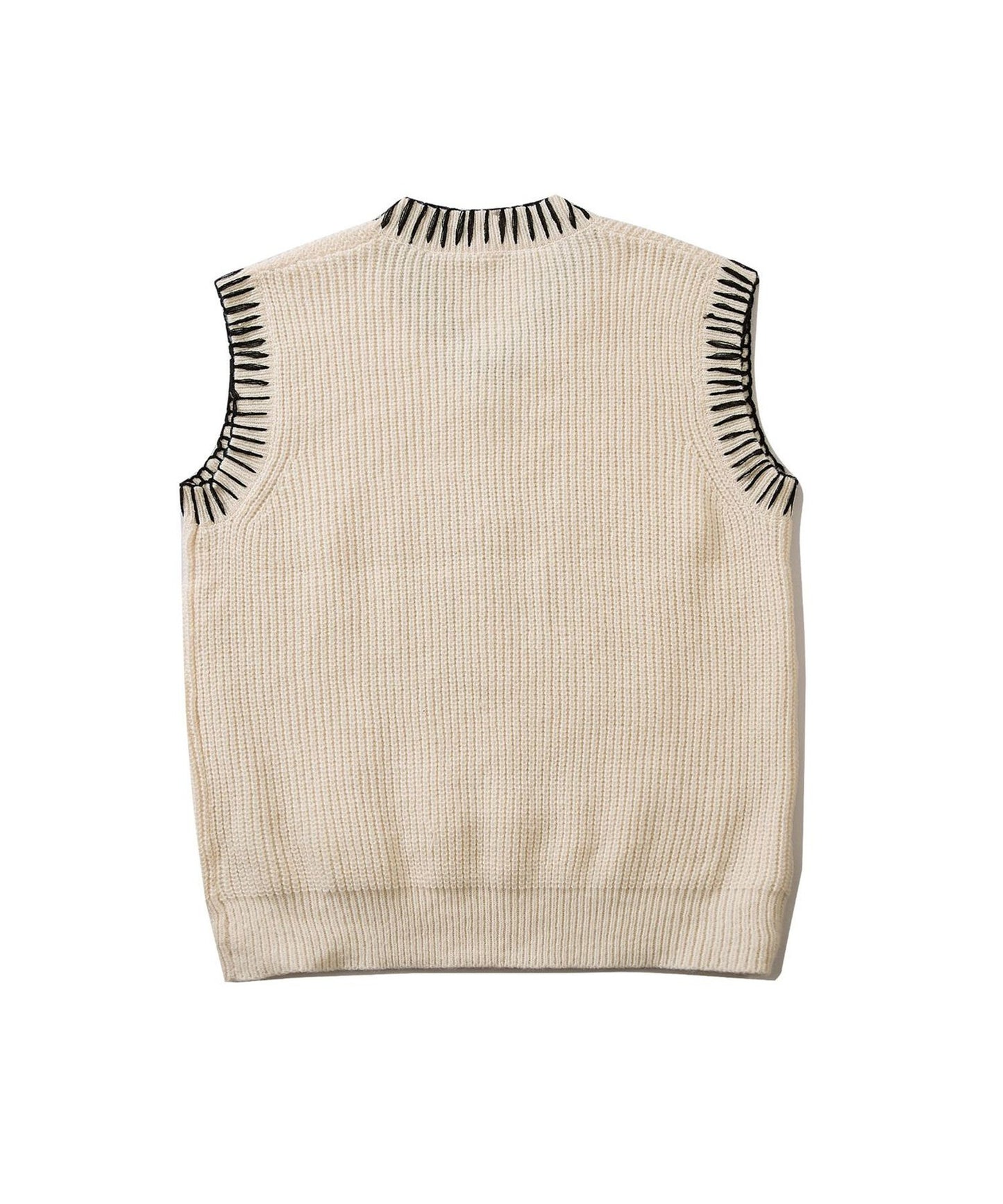 [HOOK] Bear print hand-sewn rolled-up knit vest