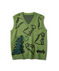 [HOOK] Graffiti dinosaur illustration v-neck vest